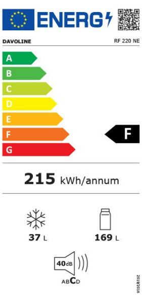 Davoline RF220ΝΕ Δίπορτο Ψυγείο 102lt Υ143xΠ54.5xΒ55.5cm Λευκό