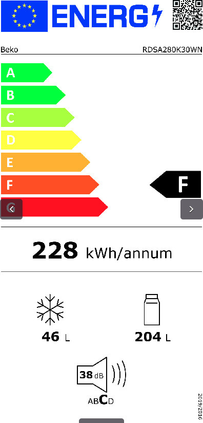 Δίπορτο Ψυγείο Beko RDSA280K30WN