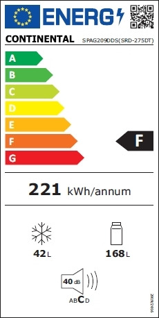 Δίπορτο Ψυγείο Continental SPAG 209 DDS