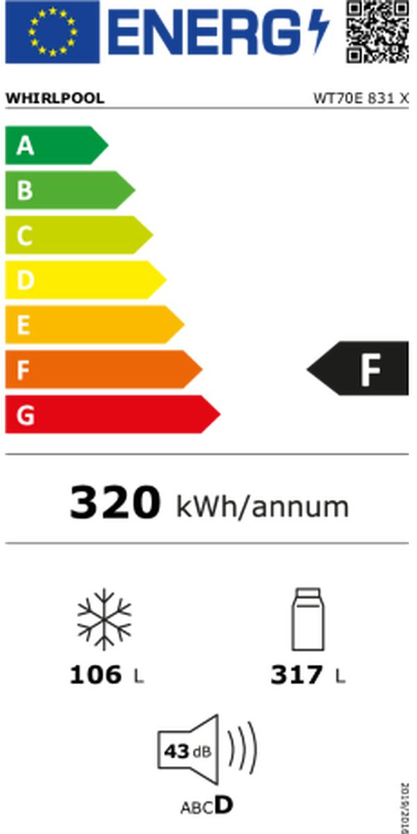 Δίπορτο Ψυγείο Whirlpool WT70E 831 X