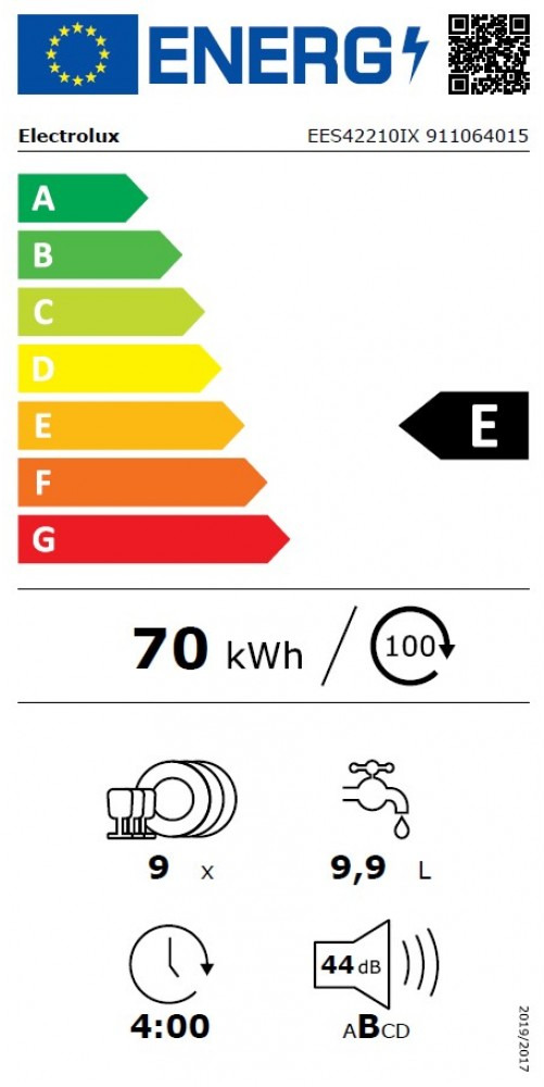 Electrolux EES42210IX Εντοιχιζόμενο Πλυντήριο Πιάτων 45cm για 9 Σερβίτσια Λευκό