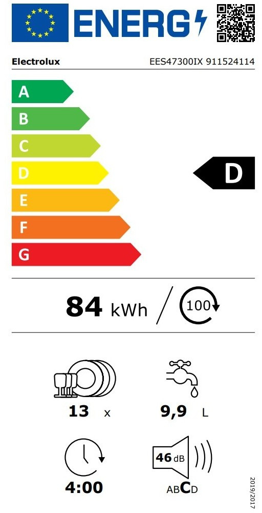 Electrolux EES47300IX Εντοιχιζόμενο Πλυντήριο Πιάτων 60cm για 13 Σερβίτσια Λευκό