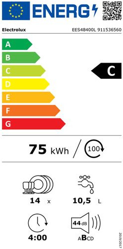 Electrolux EES48400L Εντοιχιζόμενο Πλυντήριο Πιάτων 60cm για 14 Σερβίτσια Λευκό