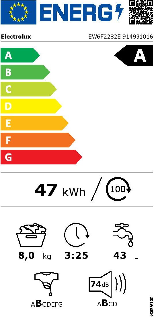 Electrolux EW6F2282E Πλυντήριο Ρούχων 8kg 1200 Στροφών