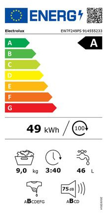 Electrolux EW7F249PS Πλυντήριο Ρούχων 9kg 1400 Στροφών