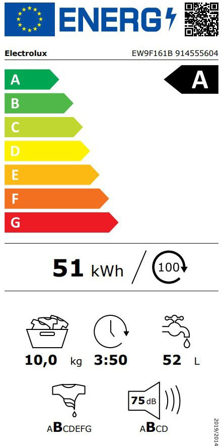 Electrolux EW9F161B Πλυντήριο Ρούχων 10kg 1600 Στροφών