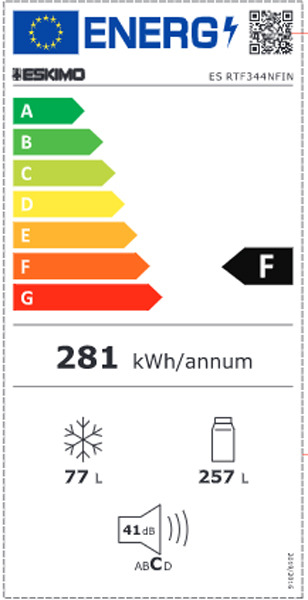 Eskimo ES RTF344NFIN Δίπορτο Ψυγείο 334lt No Frost Υ170xΠ60xΒ66.5cm Inox