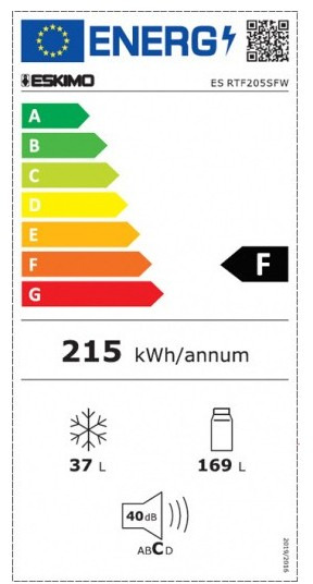 Eskimo RTF205SFW Δίπορτο Ψυγείο 206lt Υ143xΠ54.5xΒ55cm Λευκό