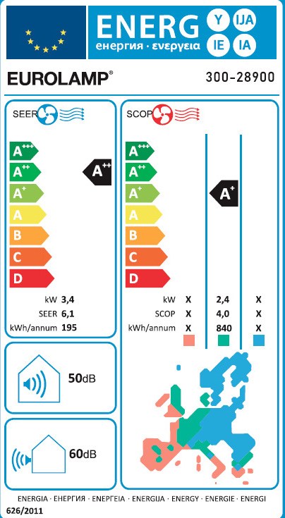 Eurolamp Aere 300-28921 Κλιματιστικό Inverter 12000 BTU A++/A+
