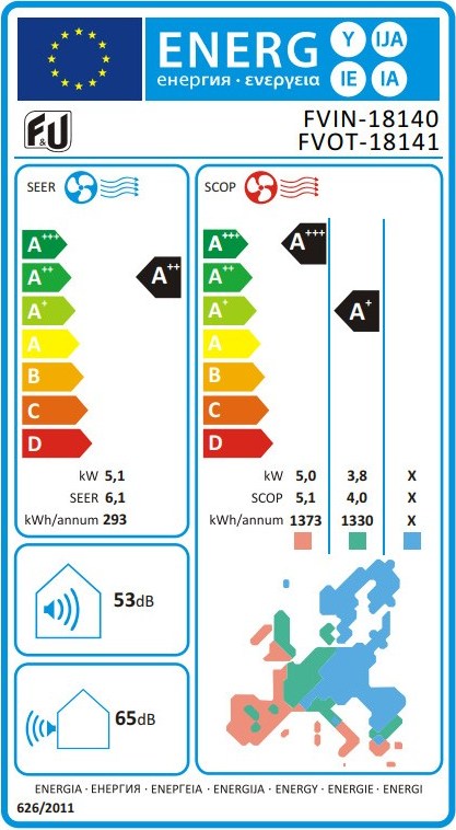 F&U FVIN-18140 Κλιματιστικό Inverter 18000 BTU A++/A+++ με Wi-Fi