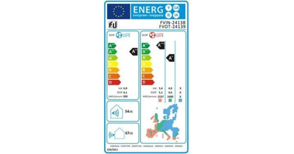 F&U FVIN-24138 Κλιματιστικό Inverter 24000 BTU A++/A+++ με Wi-Fi