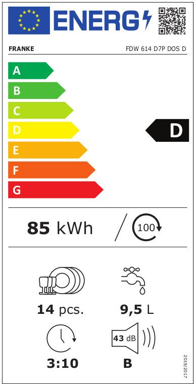 FDW 614 D7P DOS D Εντοιχιζόμενο Πλυντήριο Πιάτων 59.6cm για 14 Σερβίτσια Inox