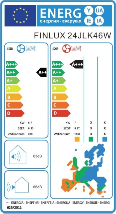 Finlux 24JLK46W Κλιματιστικό Inverter 24000 BTU A++/A+++ με Wi-Fi