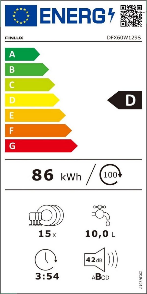 Finlux DFX60W129S Ελεύθερο Πλυντήριο Πιάτων 60cm για 15 Σερβίτσια Inox