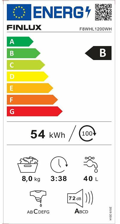 Finlux F8WHL1200WH Πλυντήριο Ρούχων 8kg 1200 Στροφών