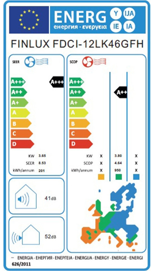 Finlux FDCI-12LK46GFH Κλιματιστικό Inverter 12000 BTU A+++/A++