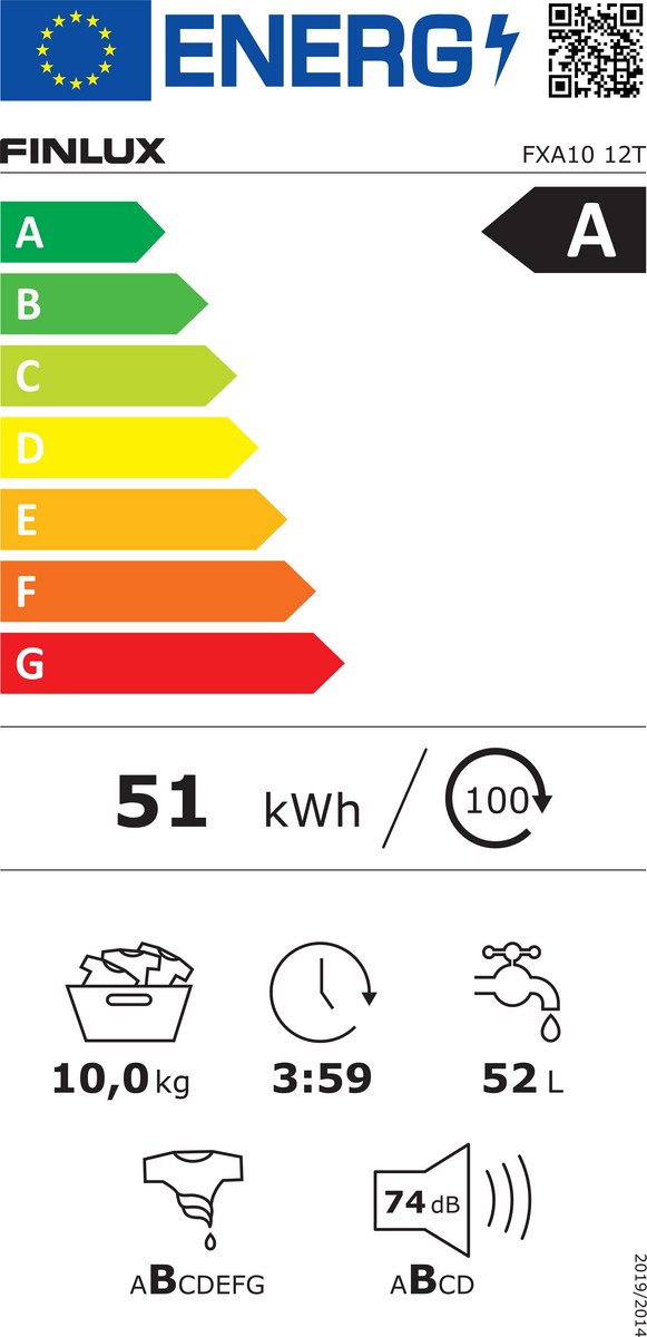 Finlux FXA10 12T Πλυντήριο Ρούχων 10kg 1200 Στροφών