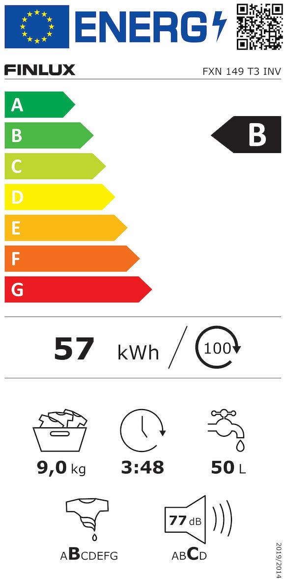 Finlux FXN 149T3 INV Πλυντήριο Ρούχων 9kg 1400 Στροφών