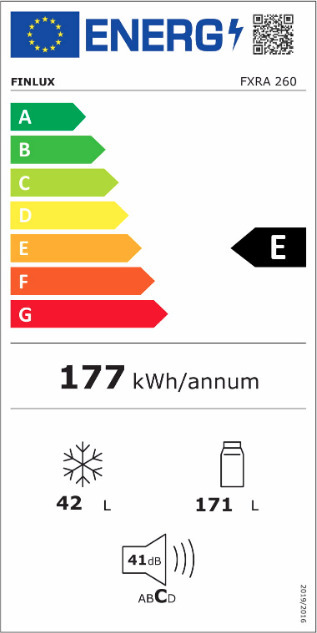 Finlux FXRA 260 Δίπορτο Ψυγείο 213lt Υ144xΠ54xΒ57cm Λευκό