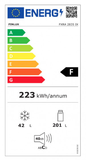 Finlux FXRA 2835 IX Δίπορτο Ψυγείο 245lt Υ160xΠ54xΒ56cm Inox