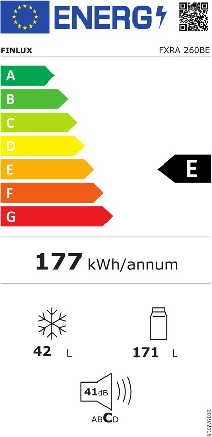 Finlux FXRA260BE Δίπορτο Ψυγείο 243lt Υ160xΠ54xΒ56cm Μαύρο