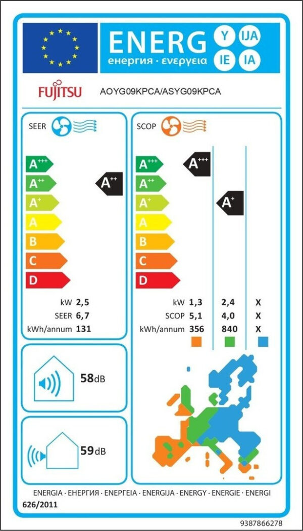 Fujitsu ASYG09KPCE Κλιματιστικό Inverter 9000 BTU A++ με Wi-Fi