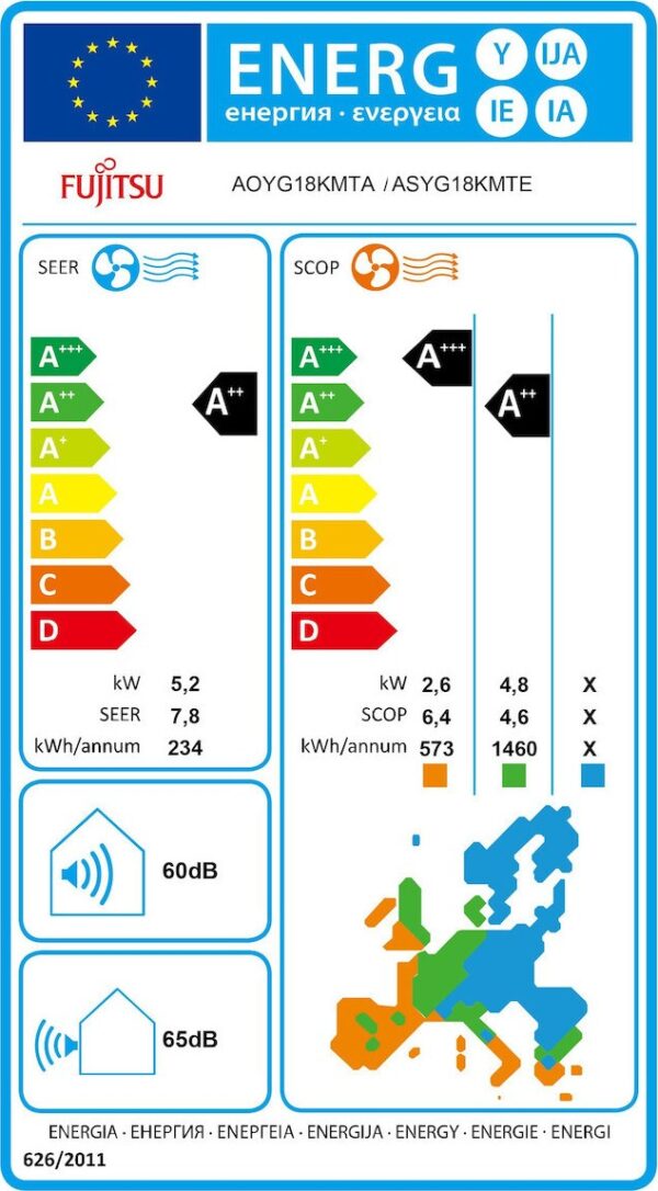 Fujitsu ASYG18KMTE/AOYG18KMTA Κλιματιστικό Inverter 18000 BTU A++/A++ με Wi-Fi