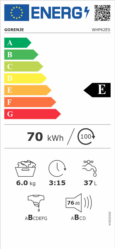 Gorenje WHP62ES Πλυντήριο Ρούχων 6kg 1200 Στροφών