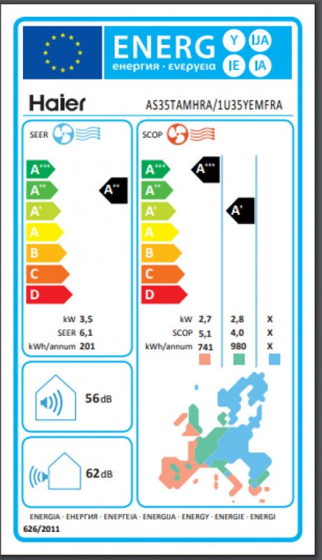 Haier Tide Green AS35TAMHRA/1U35YEMFRA-12 Κλιματιστικό Inverter 12000 BTU A++/A+