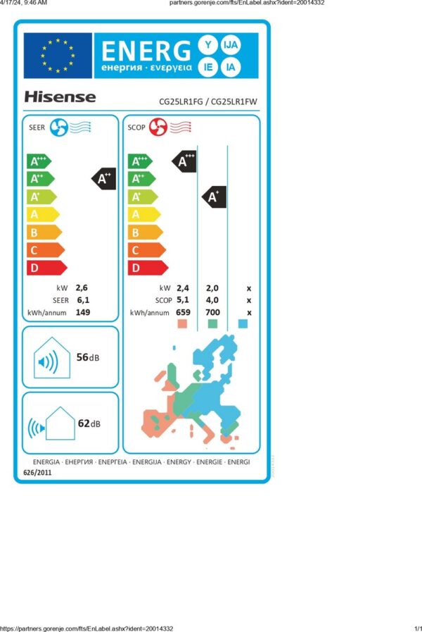 Hisense eCool Smart CG25LR1F Κλιματιστικό Inverter 9000 BTU