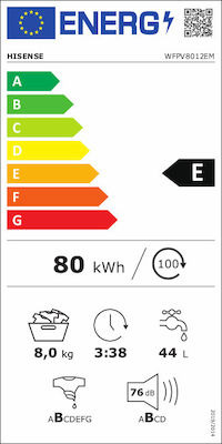 Hisense WFPV8012EM Πλυντήριο Ρούχων 8kg 1200 Στροφών