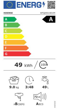 Hisense WFQA9014 EVJM Πλυντήριο Ρούχων 9kg 1400 Στροφών