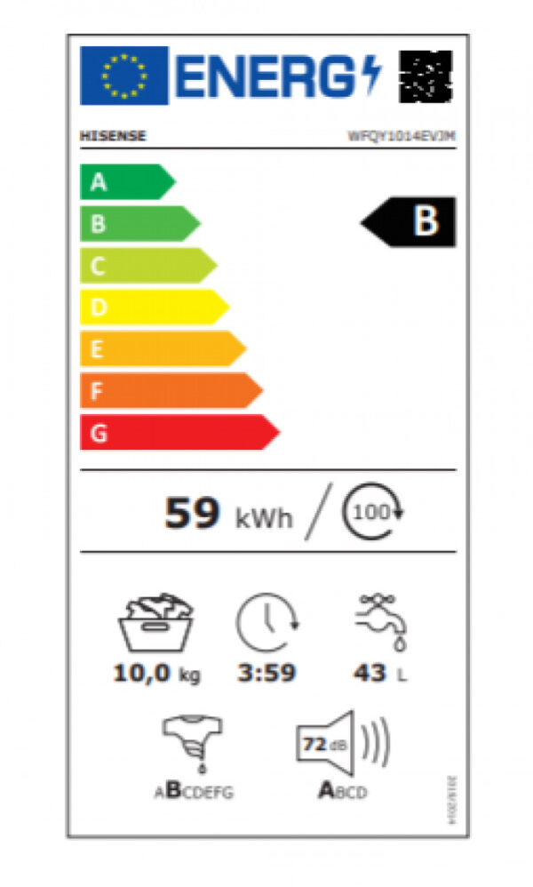 Hisense WFQY1014 EVJM Πλυντήριο Ρούχων 10kg 1400 Στροφών