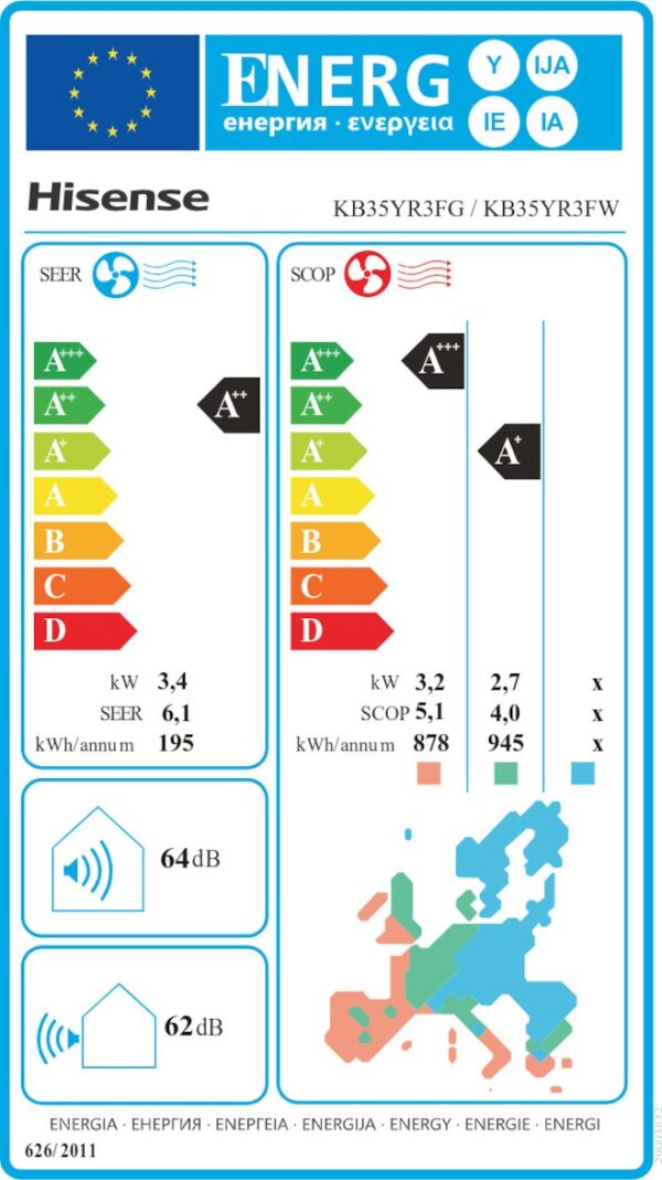 Hisense Wings KB35YR3FG/KB35YR3FW Κλιματιστικό Inverter 12000 BTU A++/A+++ με Wi-Fi