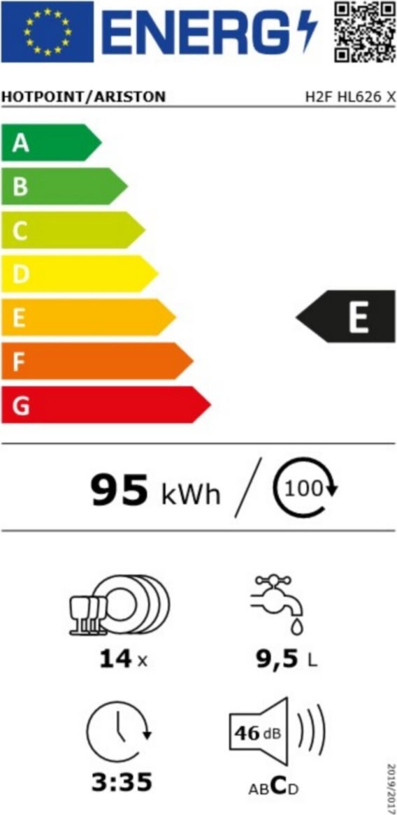 Hotpoint-Ariston H2FHL626X Πλυντήριο Πιάτων 60cm για 14 Σερβίτσια Inox