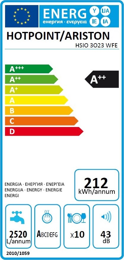 Hotpoint-Ariston HSIO 3O23 WFE Εντοιχιζόμενο Πλυντήριο Πιάτων 44.8cm για 10 Σερβίτσια Λευκό