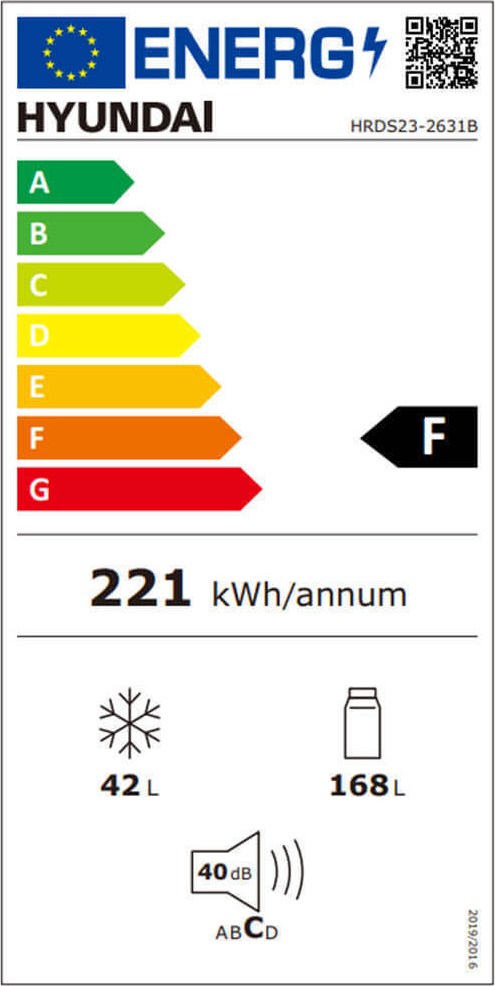 Hyundai HRDS23-2631B Δίπορτο Ψυγείο