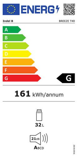 IndelB Breeze T40 Ψυγείο Mini Bar 32lt Full No Frost Υ54.5xΠ40.5xΒ44.3cm Μαύρο
