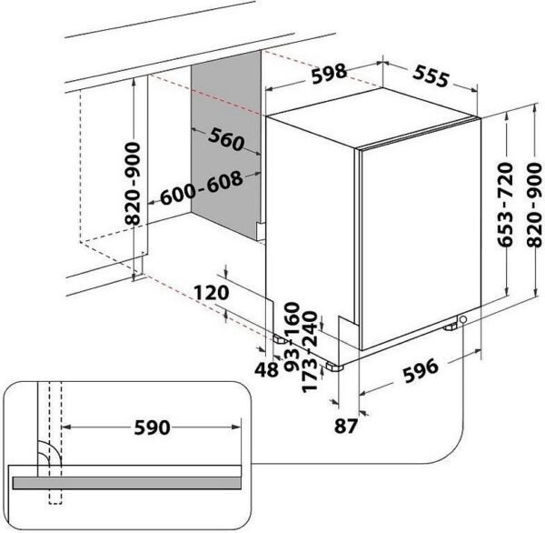 Indesit D2I HL326 Εντοιχιζόμενο Πλυντήριο Πιάτων 59.8cm για 14 Σερβίτσια Λευκό