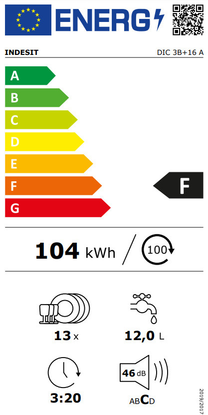 Indesit DIC3B+16A Εντοιχιζόμενο Πλυντήριο Πιάτων 60cm για 13 Σερβίτσια Λευκό