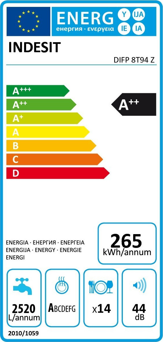 Indesit DIFP 8T94 Z Εντοιχιζόμενο Πλυντήριο Πιάτων 59.5cm για 14 Σερβίτσια Λευκό