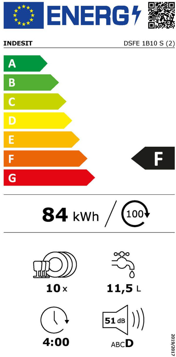 Indesit DSFE 1B10 S Ελεύθερο Πλυντήριο Πιάτων 45cm για 10 Σερβίτσια Inox