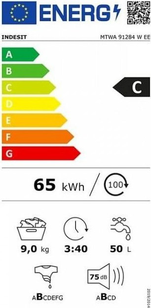 Indesit MTWA 91284 W EE Πλυντήριο Ρούχων 9kg 1200 Στροφών