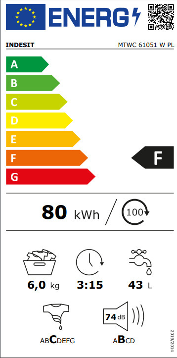 Indesit MTWC61051WPL Πλυντήριο Ρούχων 6kg 1000 Στροφών