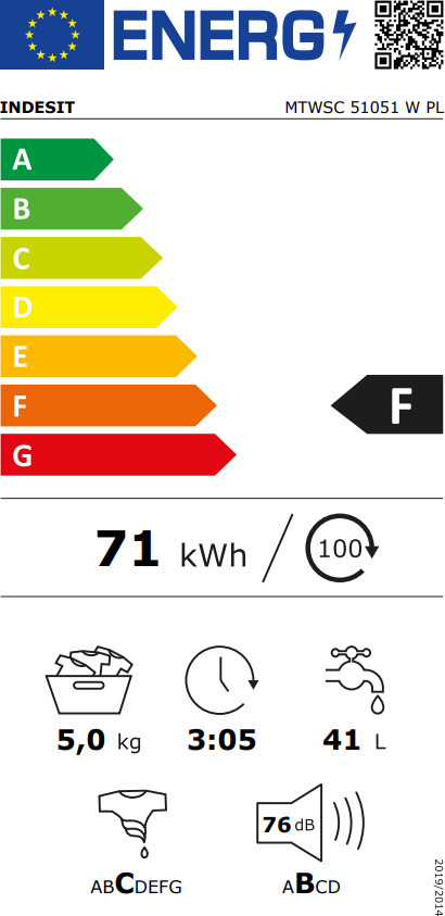 Indesit MTWSC 51051 W PL Πλυντήριο Ρούχων 5kg 1000 Στροφών