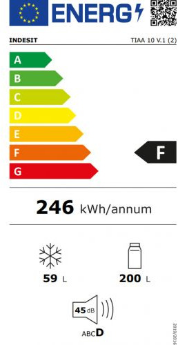 Indesit TIAA10V1 Δίπορτο Ψυγείο 259lt Υ150xΠ60xΒ65.5cm Λευκό