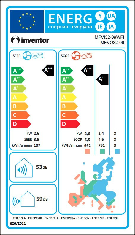 Inventor Comfort MFVI32-09WFI/MFVO32-09 Κλιματιστικό Inverter 9000 BTU A+++/A+++ με Ιονιστή και Wi-Fi