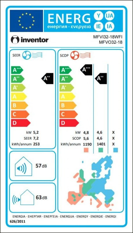 Inventor Comfort MFVI32-18WFI/MFVO32-18 Κλιματιστικό Inverter 18000 BTU A++/A+++ με Ιονιστή και Wi-Fi