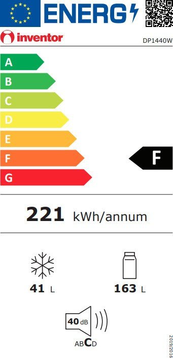 Inventor DP1440W Δίπορτο Ψυγείο 204lt Υ143xΠ55xΒ55cm Λευκό