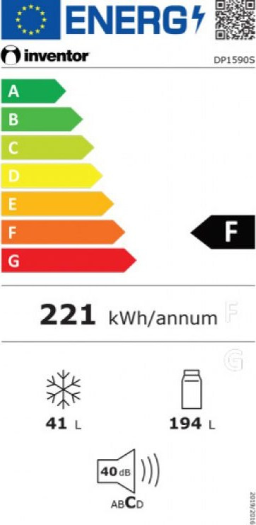 Inventor DP1590S Δίπορτο Ψυγείο 235lt Υ159xΠ55xΒ55cm Inox